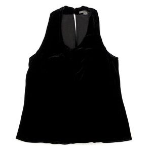 Vince.  Silk Blend Black Velvet Cowl Neck Sleeveless Blouse